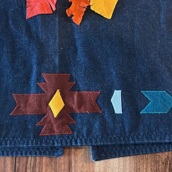 Beautiful Native American denim jean vest patchwork PTP 21 - Picture 5 of 12